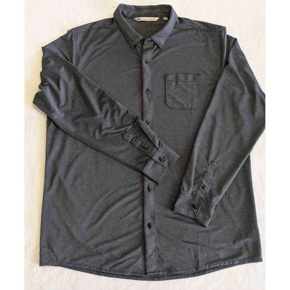 Travis Mathew Shirt Men's XXL Long Sleeve Black Performance Button Down Shirt